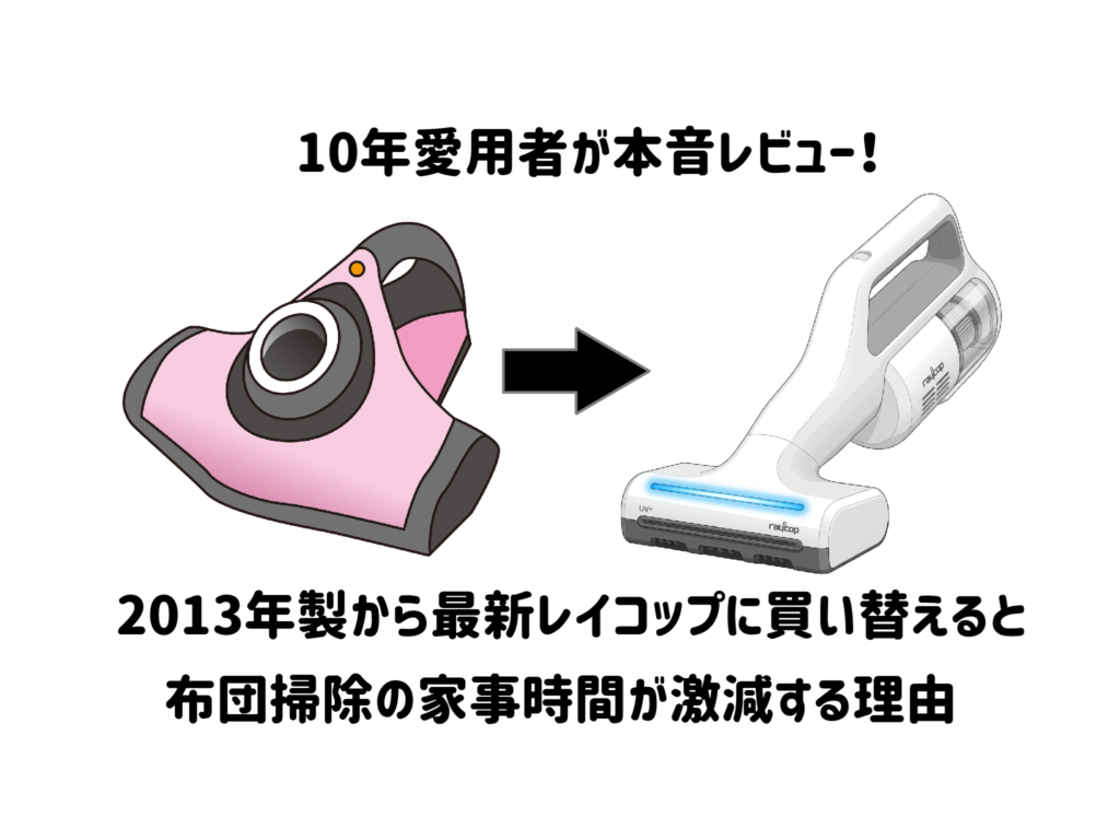 10年愛用者が本音レビュー！2013年製RS300から最新レイコップに買い替えると布団掃除の家事時間が激減する理由 サムネイル