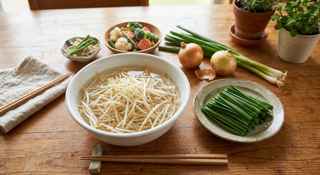 もやし×「カットニラ・冷凍野菜」