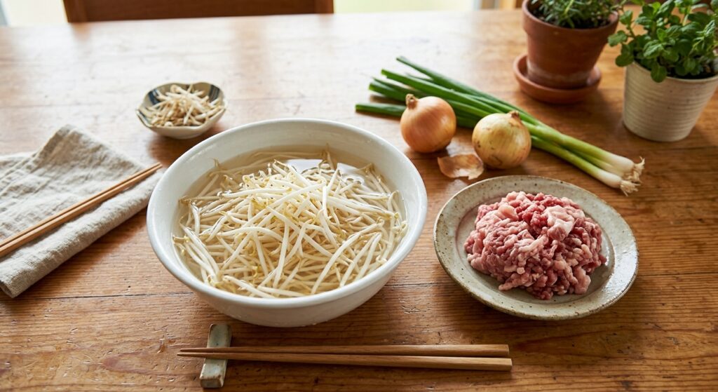 もやし×「ひき肉」：包まない・切らない秒速メイン