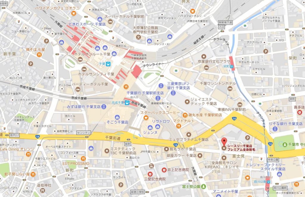 千葉県でおすすめのシースリー　口コミ・評判は？働くママ兼業主婦におすすめの脱毛サロン　千葉店の地図