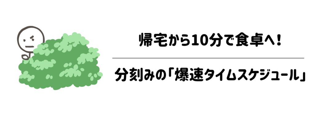 帰宅から10分で食卓へ！分刻みの「爆速タイムスケジュール」