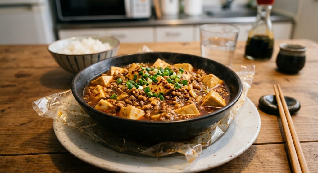 【こってり系】ひき肉と豆腐のレンジ麻婆