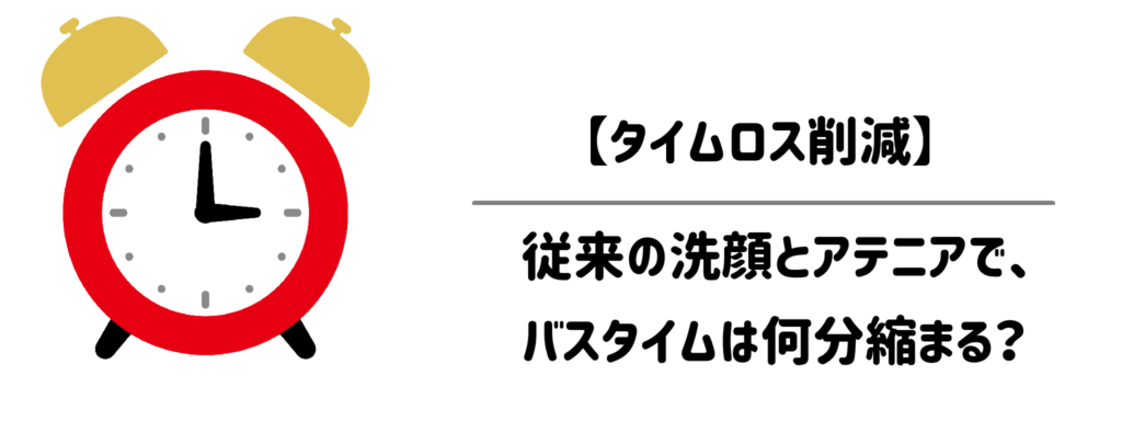 【タイムロス削減】従来の洗顔とアテニア1本で、帰宅後のバスタイムは何分縮まる？